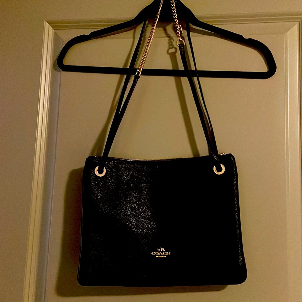 Coach Black Leather Crossbody with Adjustable Strap